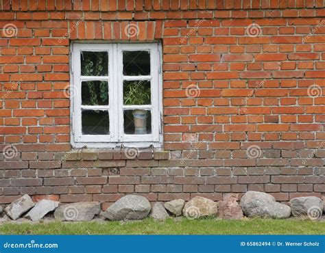 Brick Wall Of Old House With Wooden Muntin Window Stock Photo Image