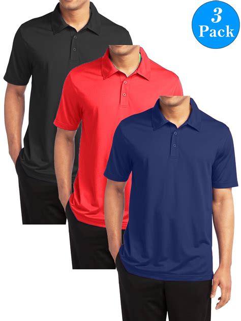 Gbh Mens Dry Fit Moisture Wicking Polo Shirt 3 Pack