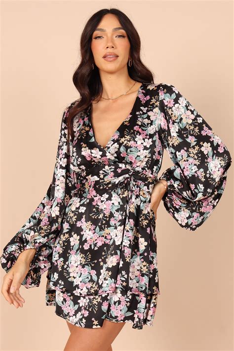 Reine Puff Sleeve Mini Dress Black Floral In 2022 Mini Dress With