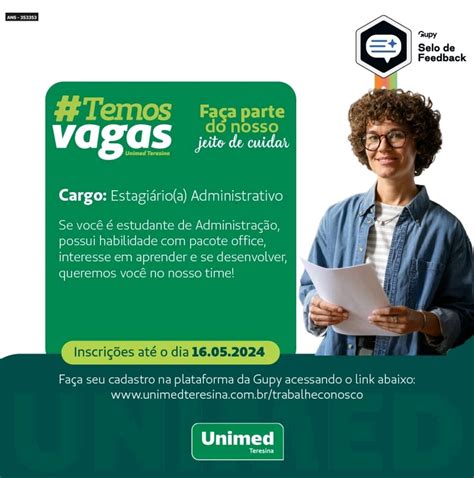 Unimed Teresina está vaga de estágio para Administração Vagas