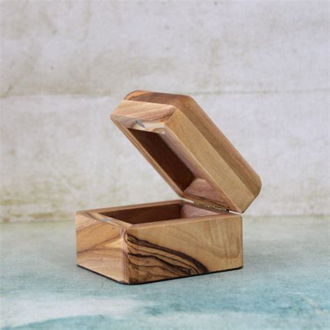 Mini Jewelry Box Handmade Olive Wood Jewelry Box Small Wooden Gift