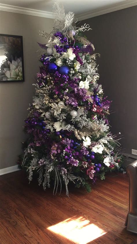 Christmas Tree Purple And Silver Silver Christmas Tree Purple