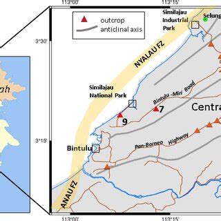 Map of study area in central Sarawak between Bintulu and Similajau ...