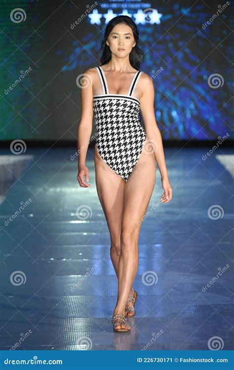 A Model Walks The Runway For Supermodel Swimwear Show During Miami Swim