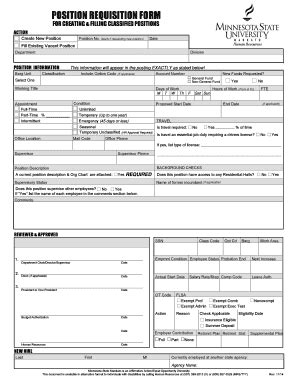 Fillable Online Mnsu For Creating Filling Classified Positions Fax