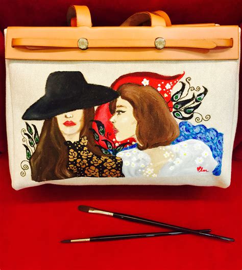 Hand Painted Hermes Bag By Artist Love Marie Aka Heart Evangelista