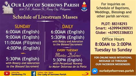 Our Lady Of Sorrows Parish November 16 530PM Tuesday Of The Thirty