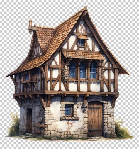 premium psd medieval house isolated  transparent background