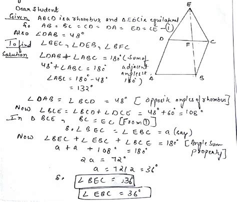 Tell Me The Awnser 8 In The Adjoining Figure ABCD Is A Rhombus And EDC