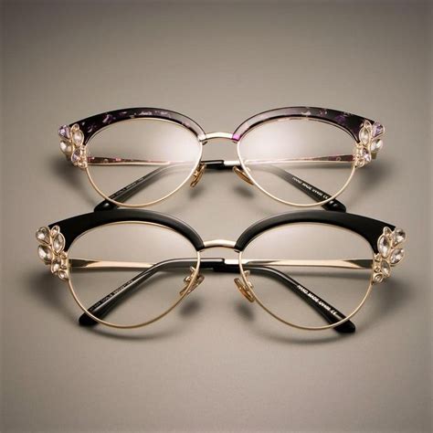 45120 Gorgeous Ladies Cat Eye Shiny Rhinestones Glasses Frames For Wom Hesheonline