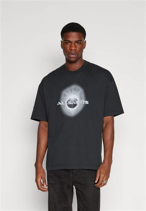 Allsaints Solaris Crew Print T Shirt Jet Black Black Uk