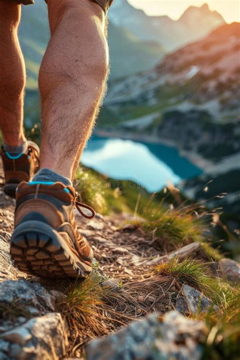 Man Hiking Up Mountain Stock Illustration Illustration Of Terrain