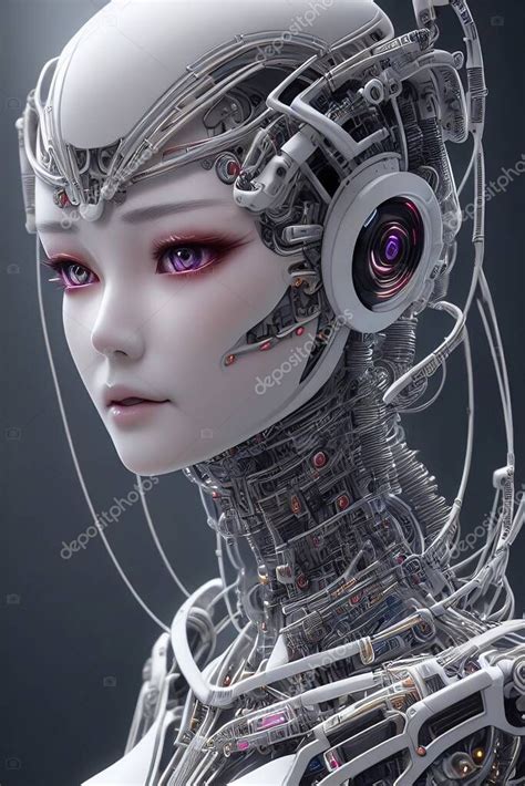 Robot D De Alta Tecnolog A Una Chica Cyborg Androide Cyberpunk Muy