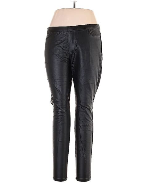 Hue Solid Black Faux Leather Pants Size Xl 75 Off Thredup