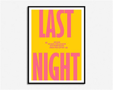 Last Night Inspired Lyrics Print Music Print A5 A4 A3 | Etsy