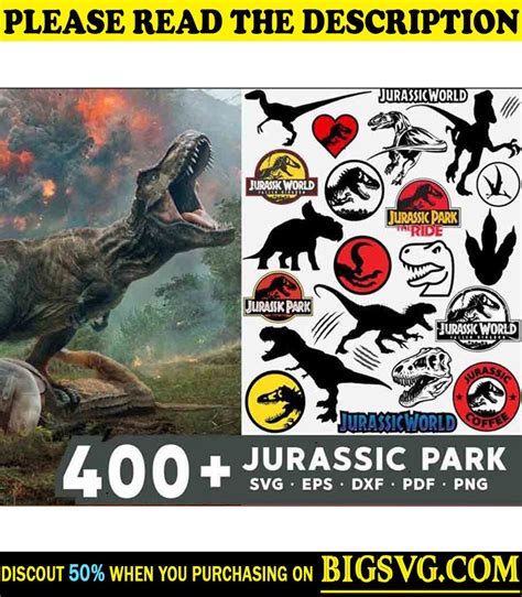 400 Jurassic Park Bundle Svg Dinosaur Svg Bundle Jurassic Font Svg