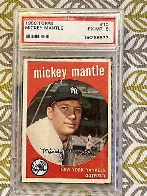 1959 Topps Mickey Mantle 10 PSA 6 LEGENDARY CARD HOF EBay