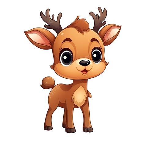 Cute Christmas Reindeer Cartoon Character Isolated On A White