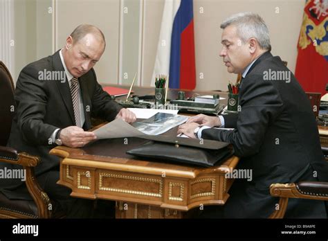 President Vladimir Putin and the LUKoil Company head Vagit Alekperov left to right meeting in ...