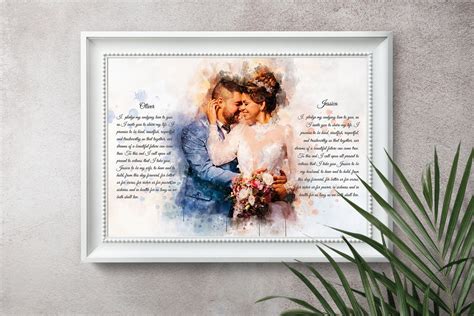 Personalized Wedding Vow Sign Wedding Vow On Canvas Watercolor Couple