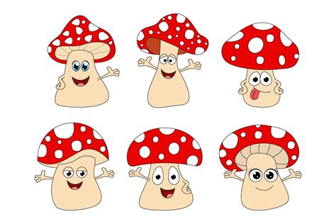 Cute Mushroom Cartoon Character Graphic Graphic By Cacingtanahdesign