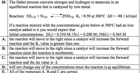 Solved The Haber Process Converts Nitrogen And Hydrogen To Ammonia In