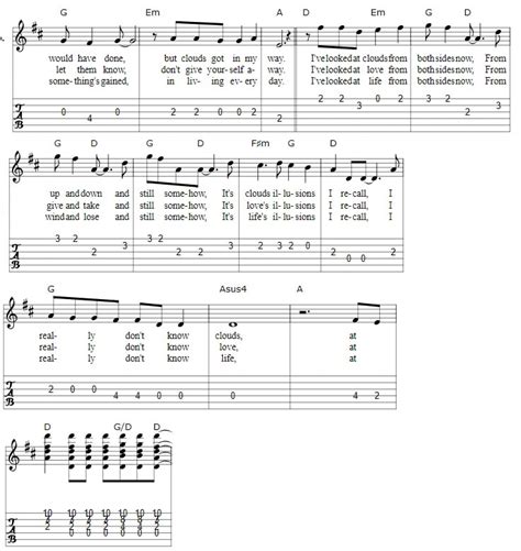 Both Sides Now Guitar Tab And Chords Tenor Banjo Tabs