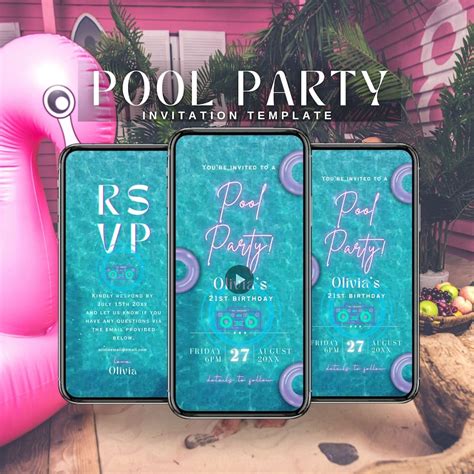 Pool Party Invitation Template Animated Pool Party Invite Template