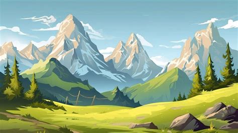 Mountain Landscape Cartoon Illustration