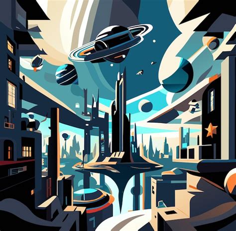 Paisaje De Ciencia Ficción De Un Planeta Distante Futurista Vector Premium