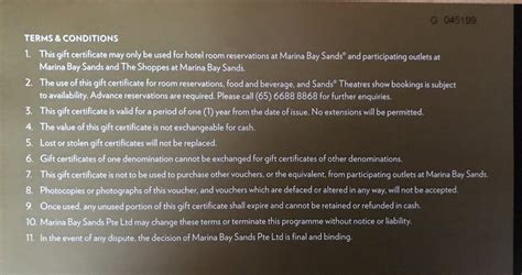 Marina Bay Sands MBS Voucher Gift Certificate 150 Worth Tickets