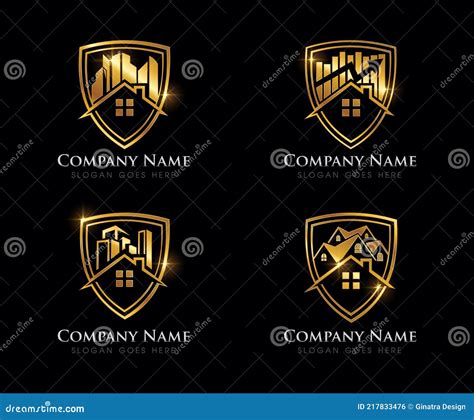 Golden Real Estate Logo Sign Stock Vector - Illustration of building ...