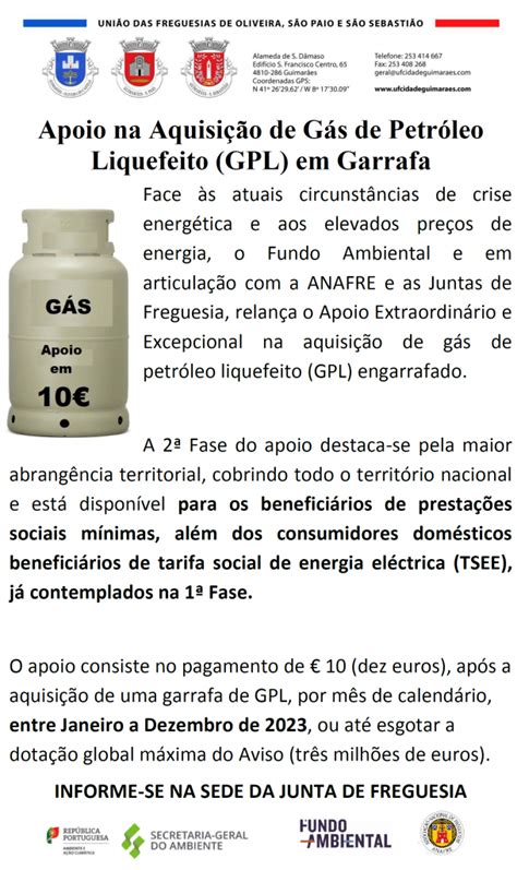 BILHA DE GÁS APOIO EM 10 União das Freguesias Oliveira São Paio