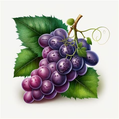 Racimo De Uvas Rojas Moradas Aislado Sobre Fondo Blanco Foto Premium