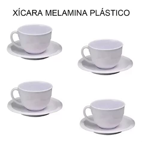 Jogo Xicara Cha Pires Ml Melamina Plastico Branco Venda Em