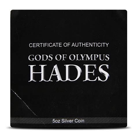 2021 5 Oz Silver Tuvalu Gods Of Olympus Hades Coins Silver