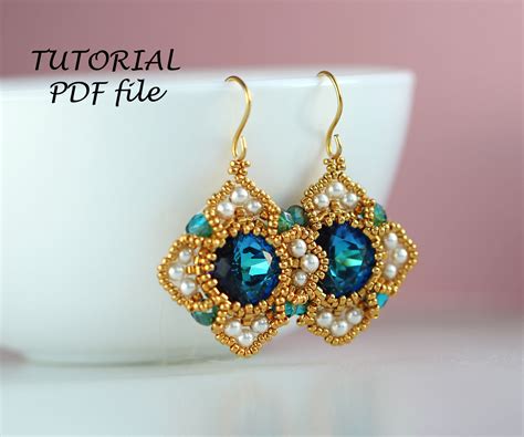 Beading Tutorial Rivoli Earring Tutorial Beaded Earring Etsy