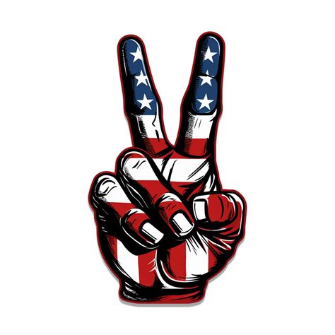 USA 2 Finger Peace Hand Sign Vinyl Sticker | Jeep Sticker