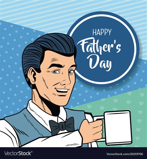 Happy Fathers Day Pop Art Card Royalty Free Vector Image