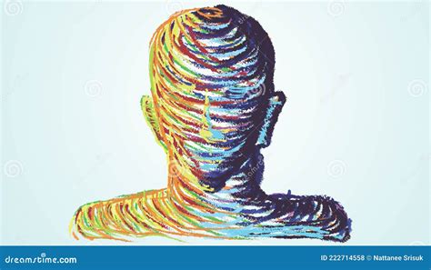 Human Head Design Painting Art Idea And Concept Think Stock Vector