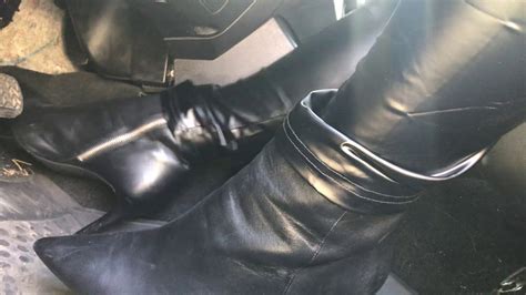 Pedal Pumping A In Leather Boots And Leather Outfit Youtube