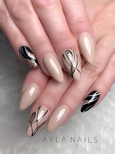 Black And Nude Nails French Tip Nail Designs Elegant Nail Designs