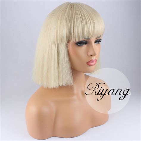 3 5 Days Ship 12 Colors Bob Cosplay Wig Full Bangs Short Yaki Straight