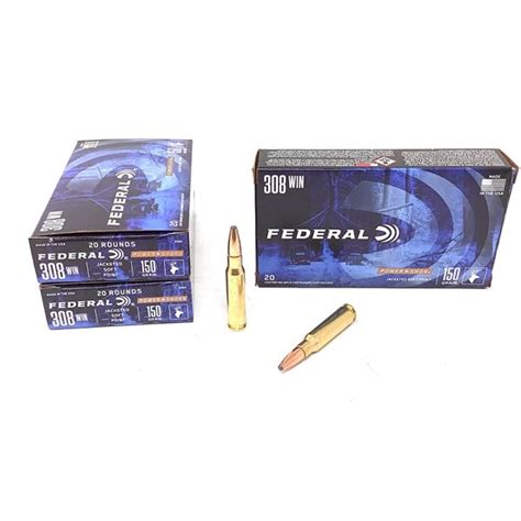 Federal Power Shok 308 Win 150 Grain Jsp Ammunition 60 Rounds