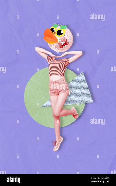 Creative Photo 3d Collage Artwork Poster Postcard Of Crazy Girl No Face