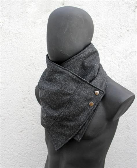 Bufanda Para Hombre En Lana Jaspeada Gris Muy Oscura Con Etsy