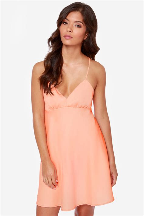 Cute Neon Coral Dress Slip Dress 34 00 Lulus