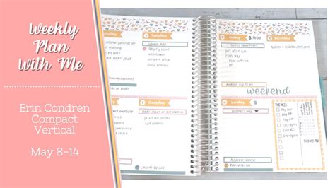 PLAN WITH ME May 8 14 Erin Condren Compact Vertical Planner