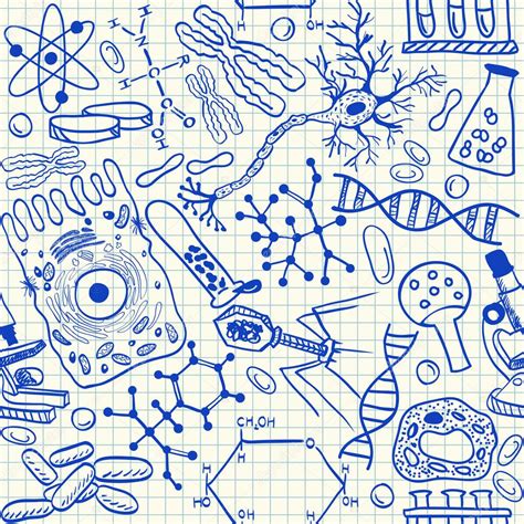 Biology Doodles Seamless Pattern Stock Vector Kytalpa