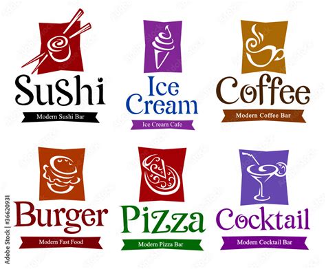 Set Of Vector Symbols And Titles For Your Food And Drink Design Stock